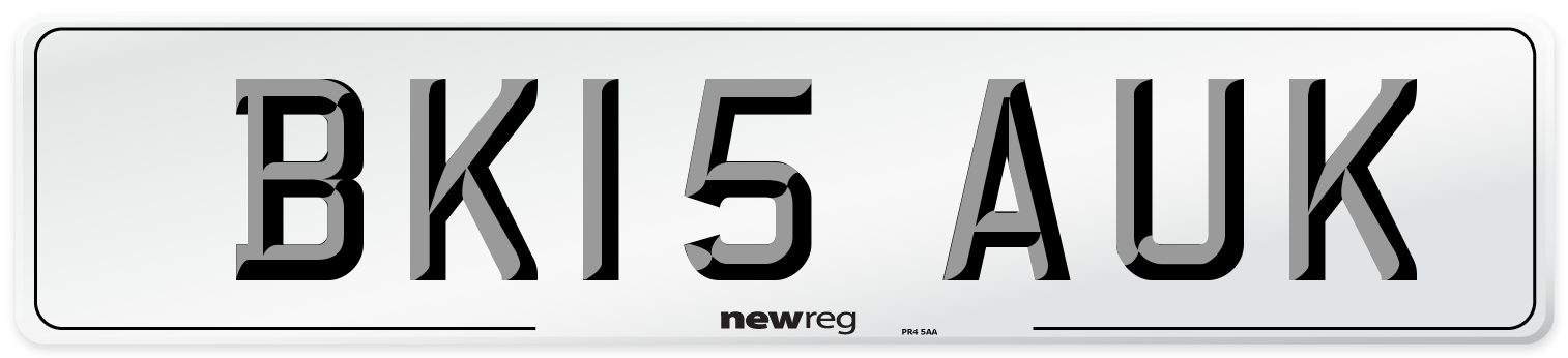 BK15 AUK Number Plate from New Reg